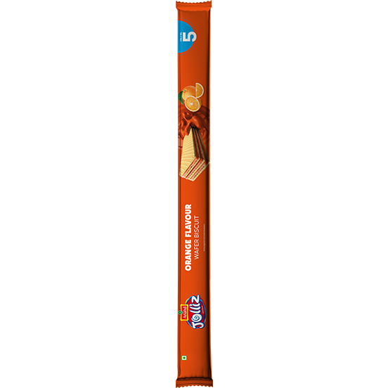 Orange flavour wafer biscuit front