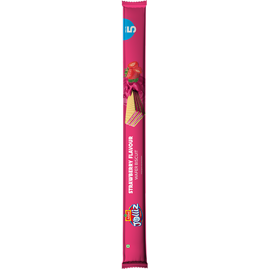 Strawberry flavour wafer biscuit front
